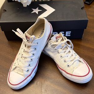 Converse White and Red Low-Top Shoes